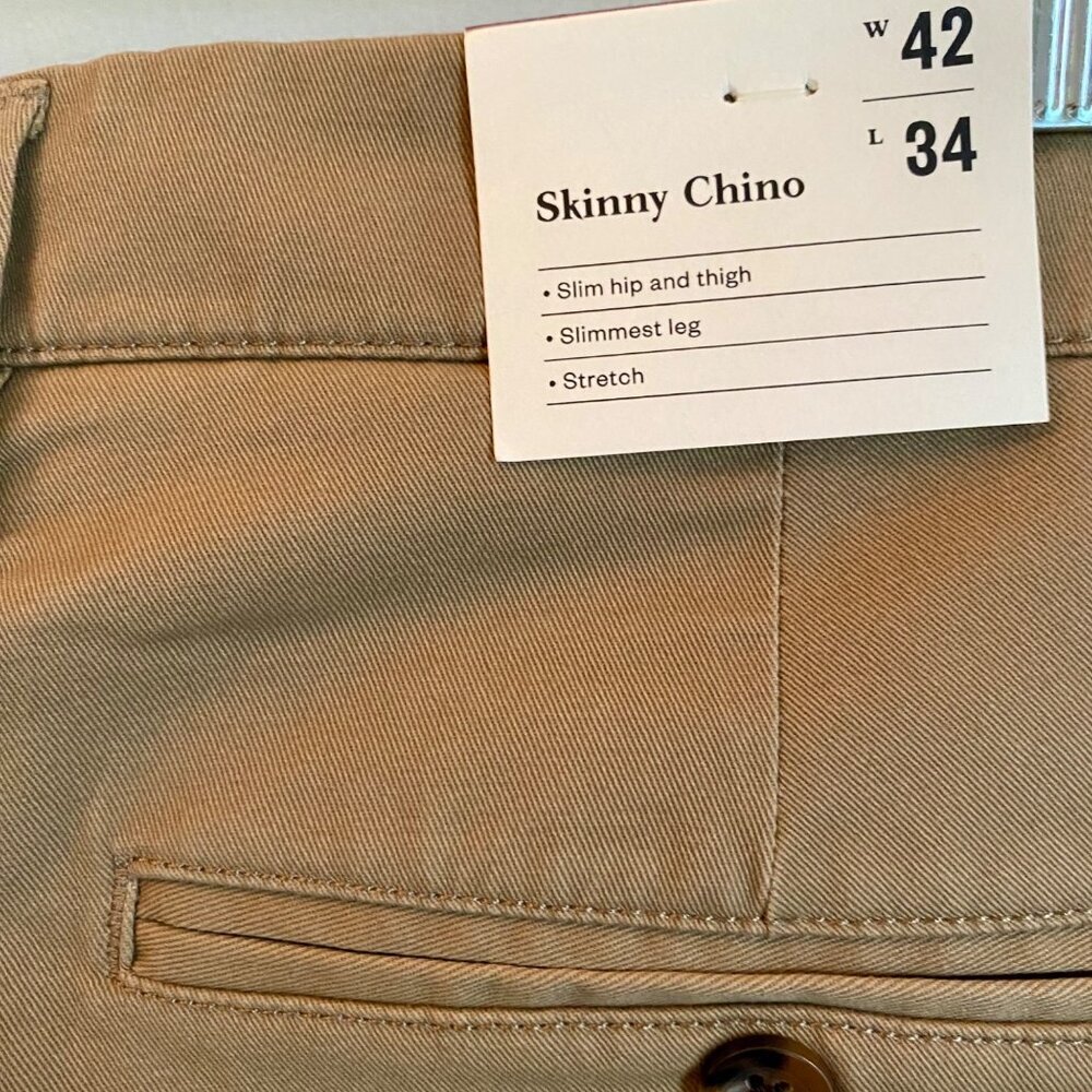 Goodfellow & Co Mens Skinny Chino Pants 42x34 Khaki Slim Fit Stretch NEW NWT - Picture 4 of 11
